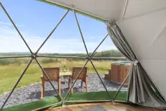 Orion geodome outdoor seating and wood-fired hot tub