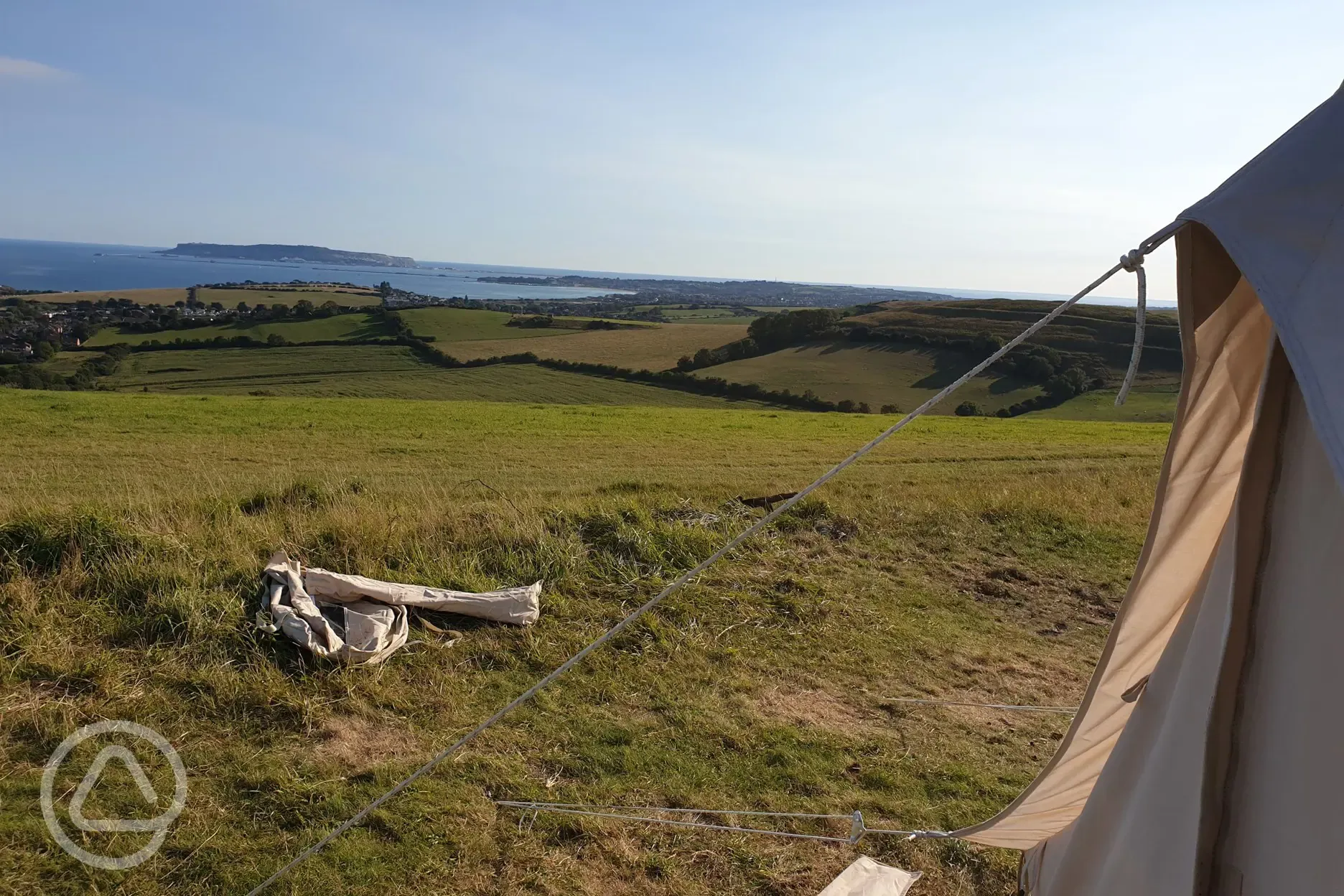 View from one of the unfurnished bell tents