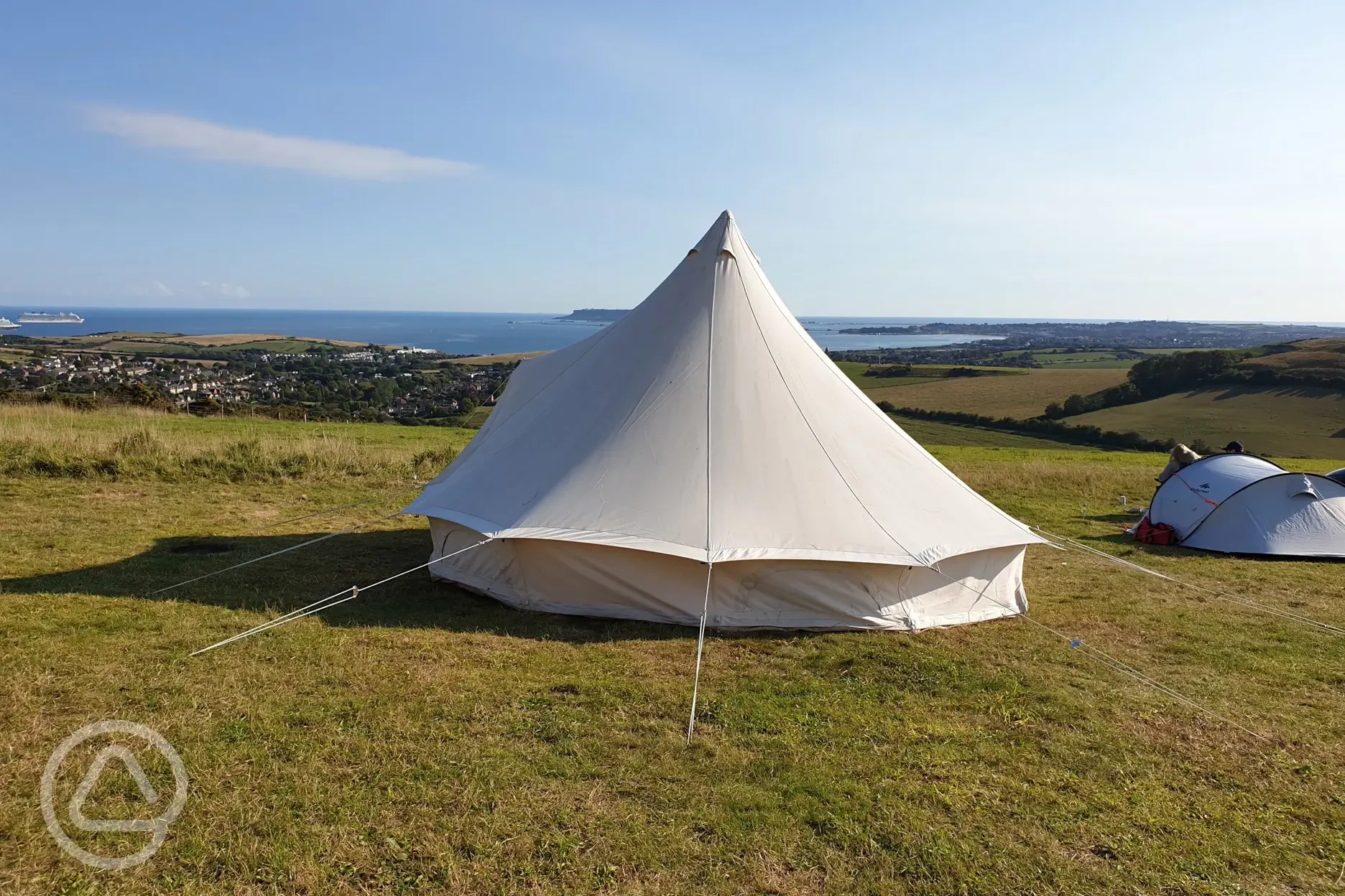 Unfurnished bell tents for hire with spectacular views