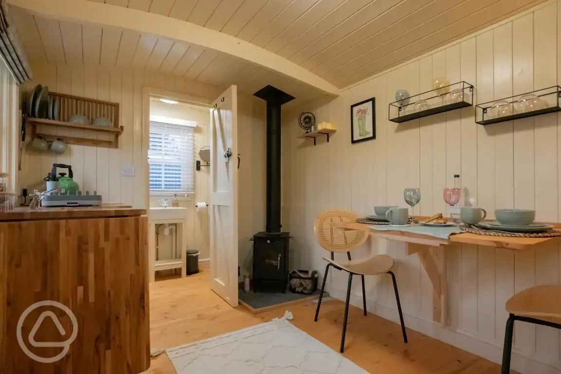 Shepherd's hut interior