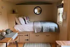 Shepherd's hut bedroom area with double bed (bedding and towels included) Shepherd's hut bedroom area with double bed (bedding and towels included)