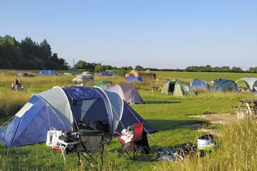 Mowed non electric grass tent pitches at Walltree House Camping