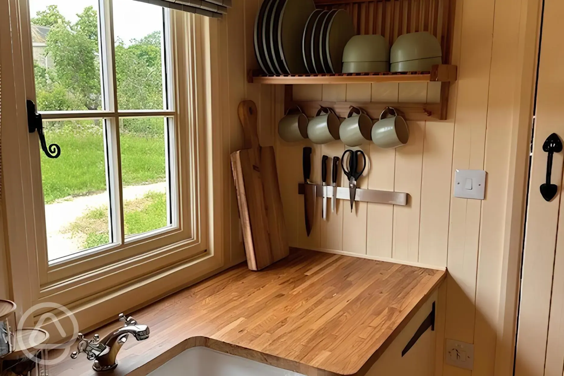 Shepherd's hut kitchen