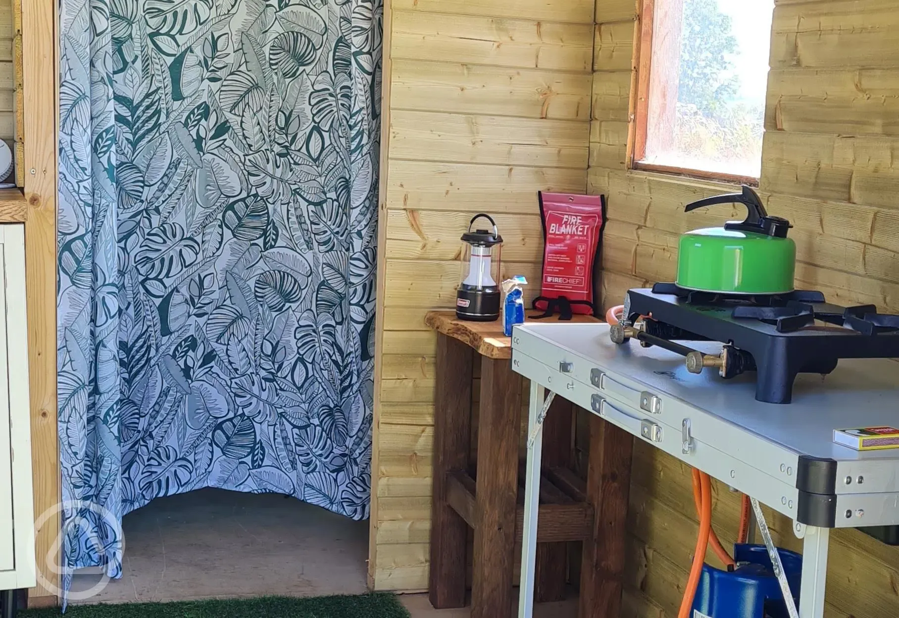 Camping pod kitchen area