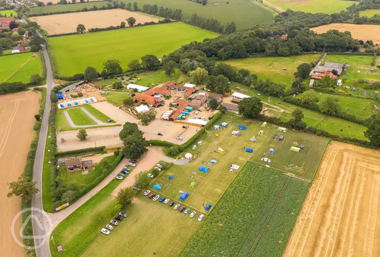 Aerial view of Wroxham Barns and independent shopping village