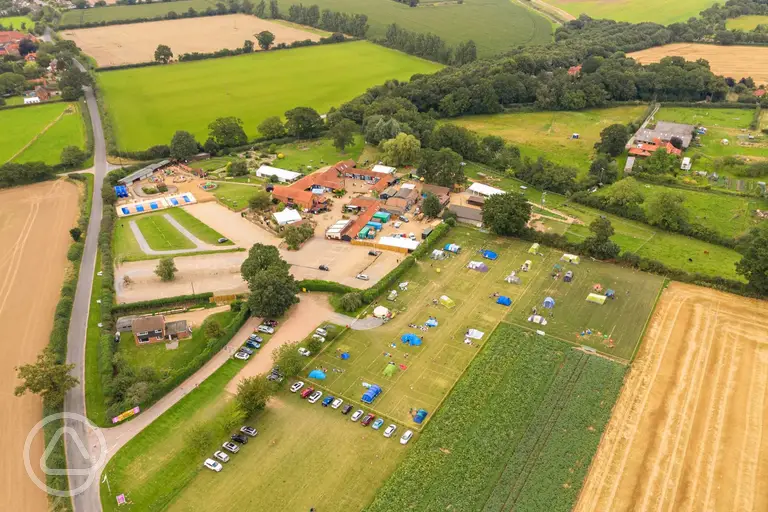 Aerial view of Wroxham Barns and independent shopping village