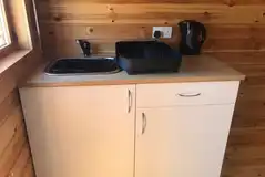 Ensuite glamping pod kitchen area