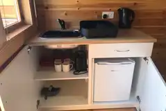 Ensuite glamping pod kitchen area