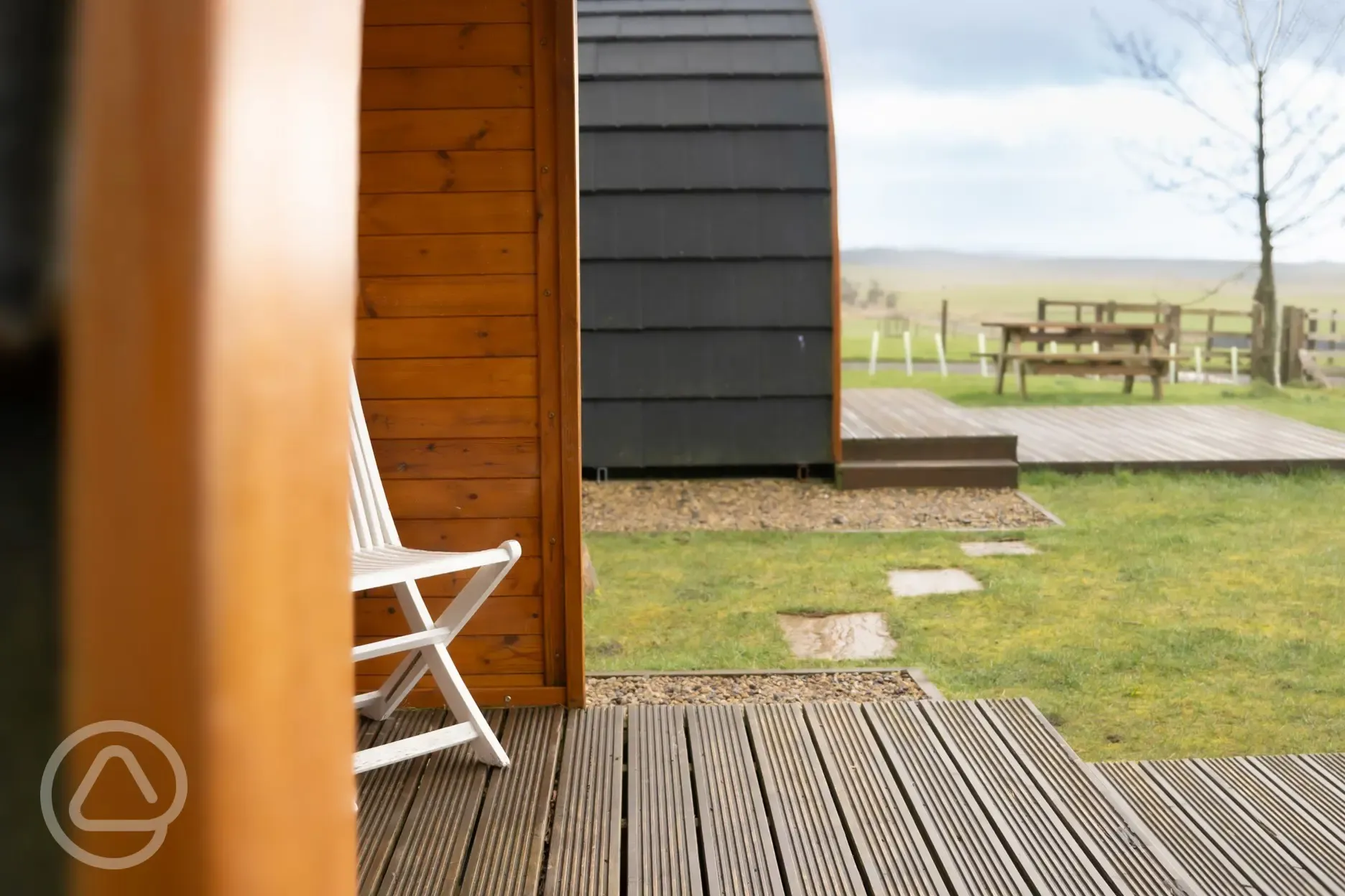 Glamping pod porch areas