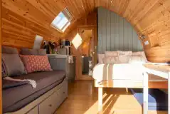 Cedar glamping pod interior Cedar glamping pod interior