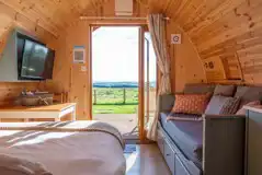 Cedar glamping pod interior Cedar glamping pod interior