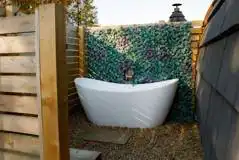 Cedar glamping pod outdoor bath Cedar glamping pod outdoor bath