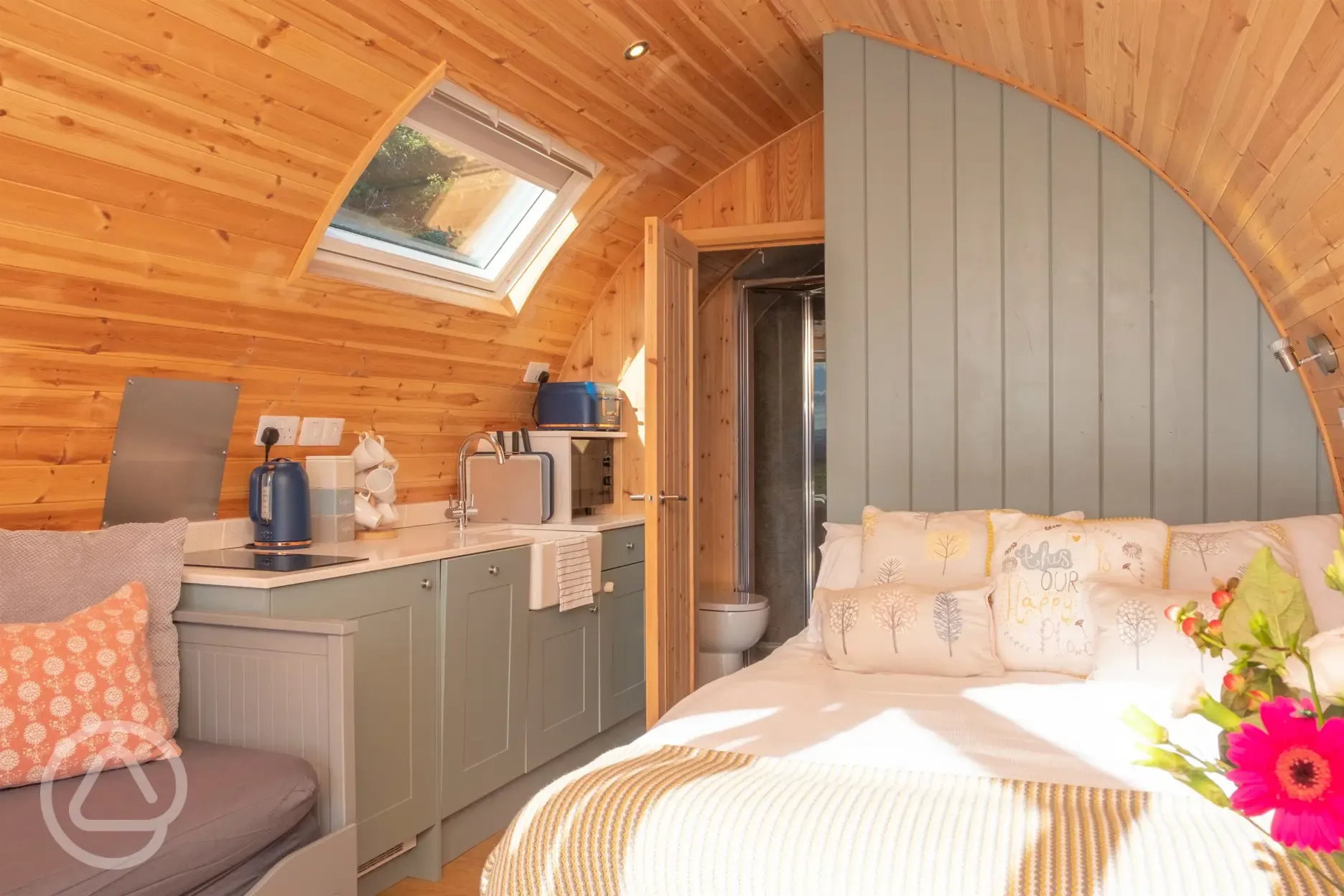 Cedar glamping pod interior