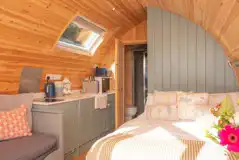 Cedar glamping pod interior Cedar glamping pod interior