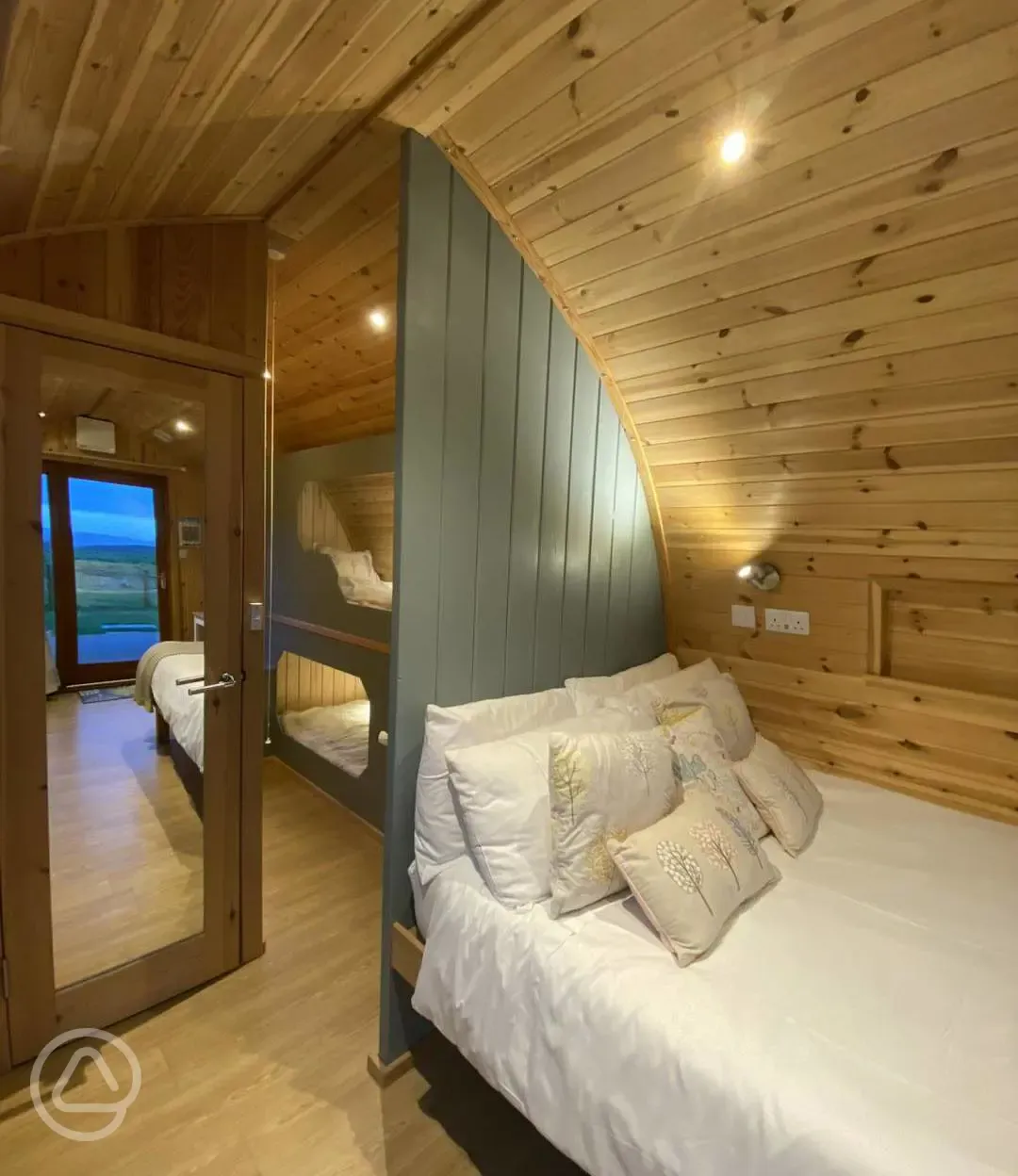 Cedar glamping pod bunk bed
