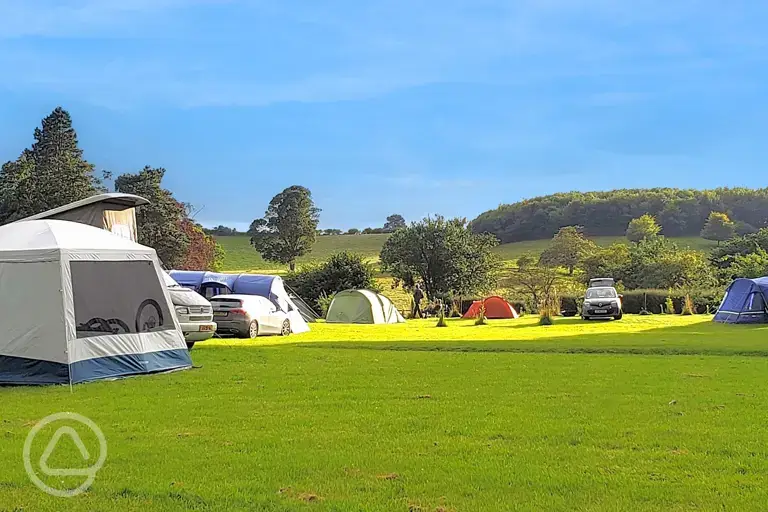 Non electric grass tent pitches