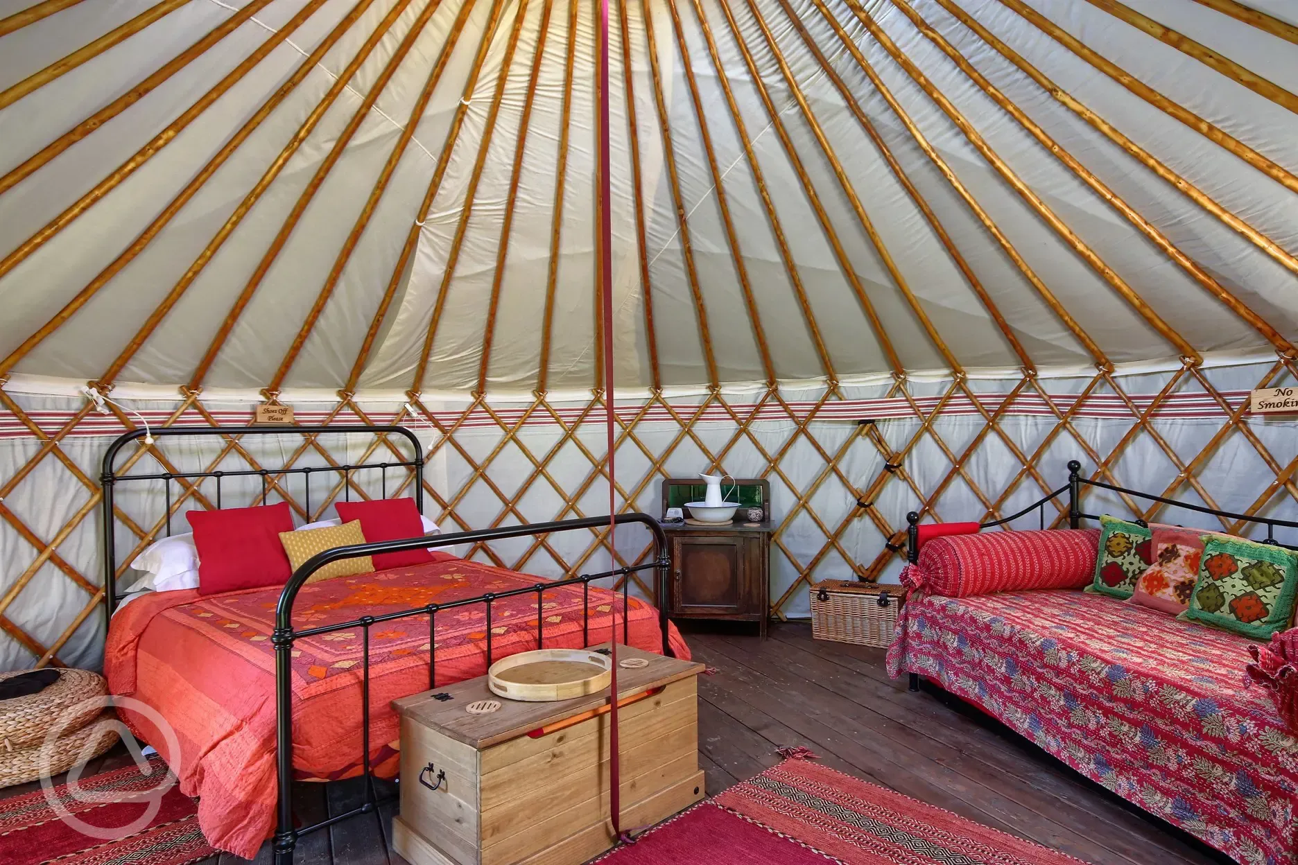 Luxury yurt king size beds and daybeds