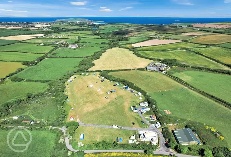 Aerial of the campsite by the coast