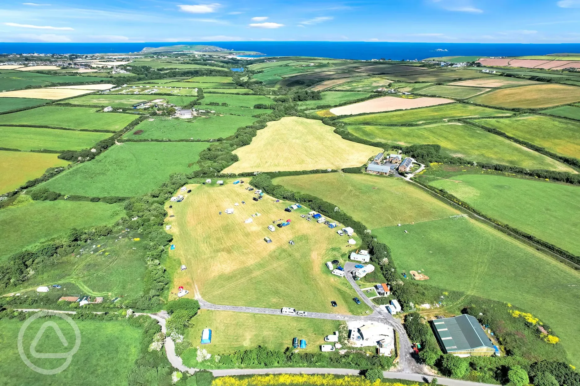 Aerial of the campsite by the coast