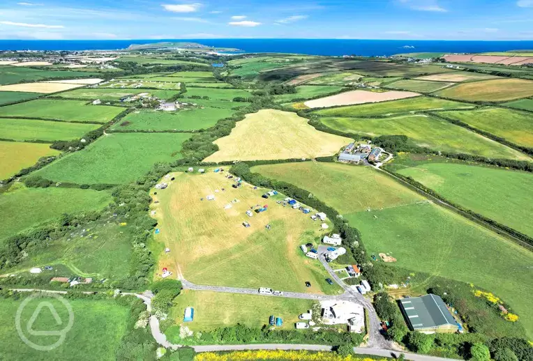 Aerial of the campsite by the coast