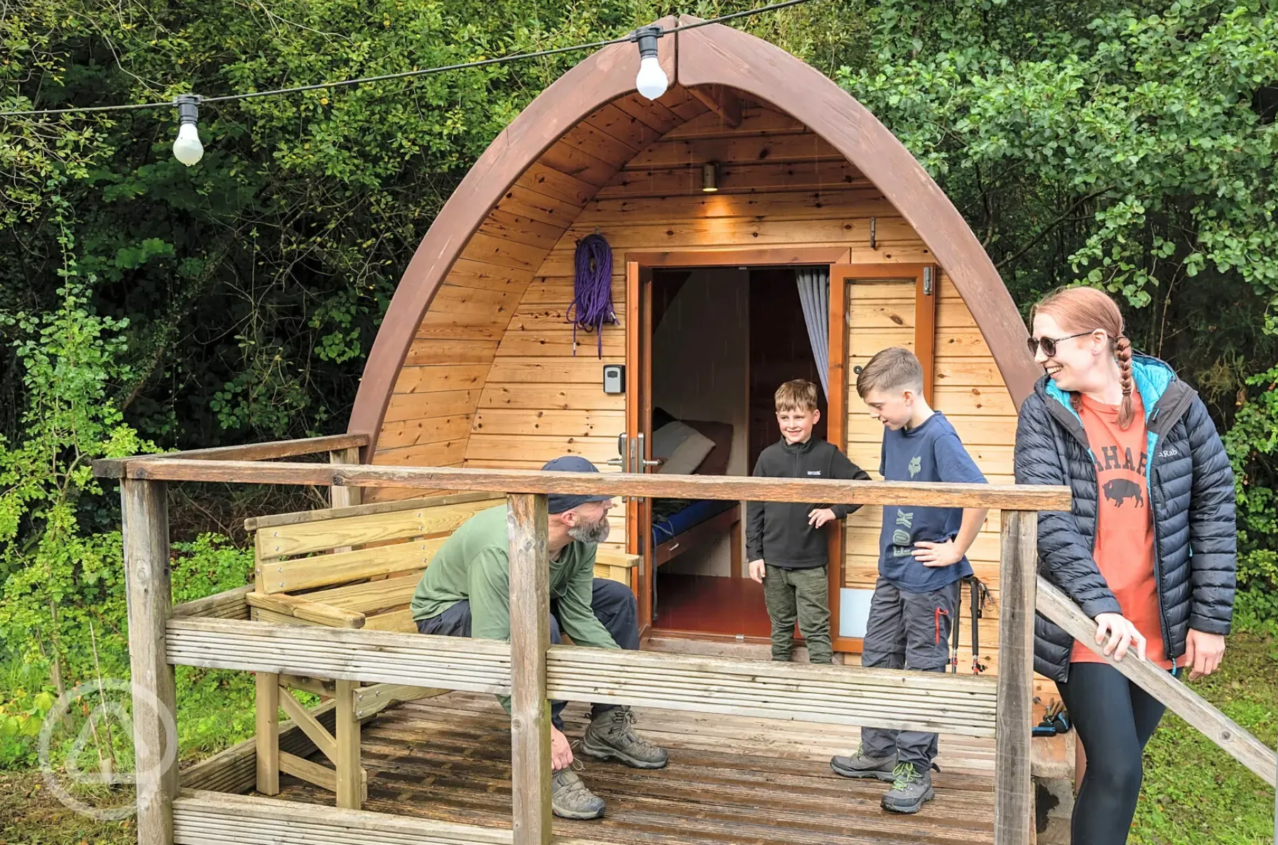 Camping pods with a raised deck area Camping pods with a raised deck area