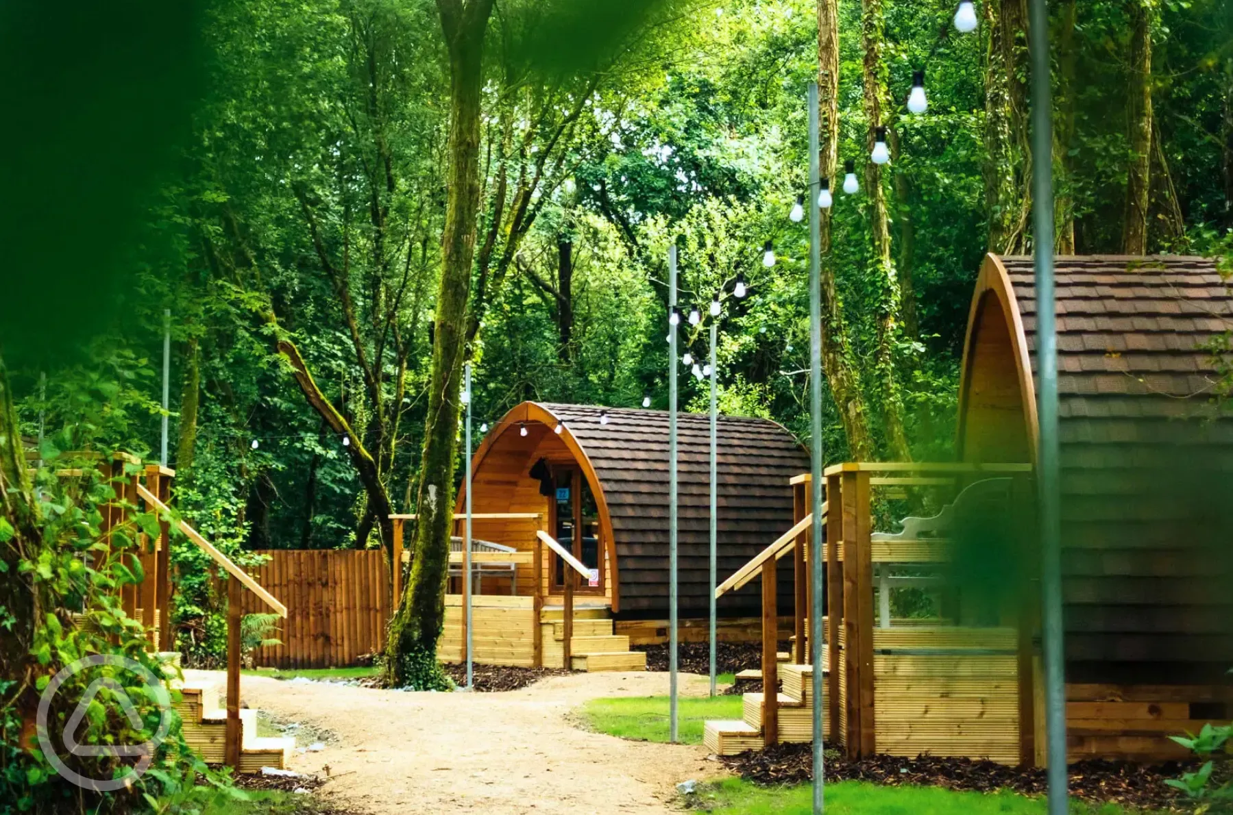 Woodland camping pods at Adventure Parc Snowdonia with fairy lights Woodland camping pods at Adventure Parc Snowdonia with fairy lights