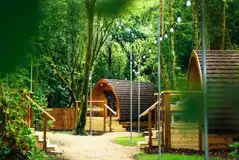 Woodland camping pods at Adventure Parc Snowdonia with fairy lights Woodland camping pods at Adventure Parc Snowdonia with fairy lights