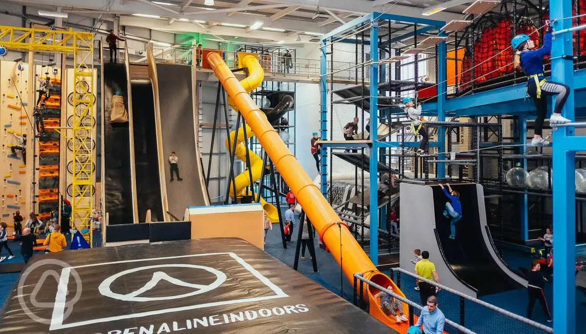Indoor adventure climb, high ropes, ninja assault and adrenaline drop Indoor adventure climb, high ropes, ninja assault and adrenaline drop