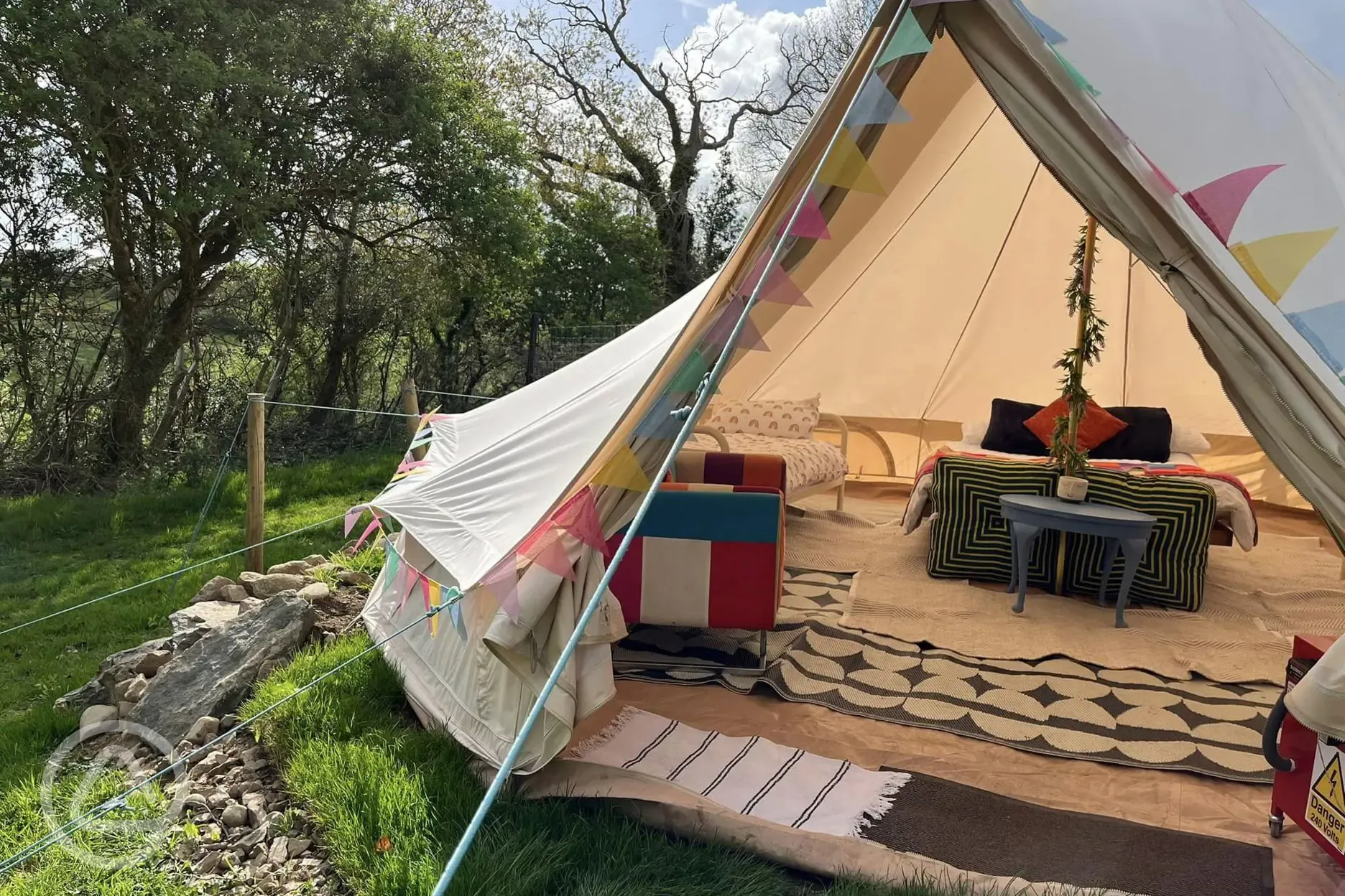 Furnished bell tent interior