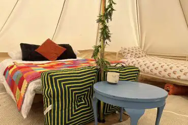 Furnished bell tent interior