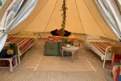Furnished bell tent interior Furnished bell tent interior