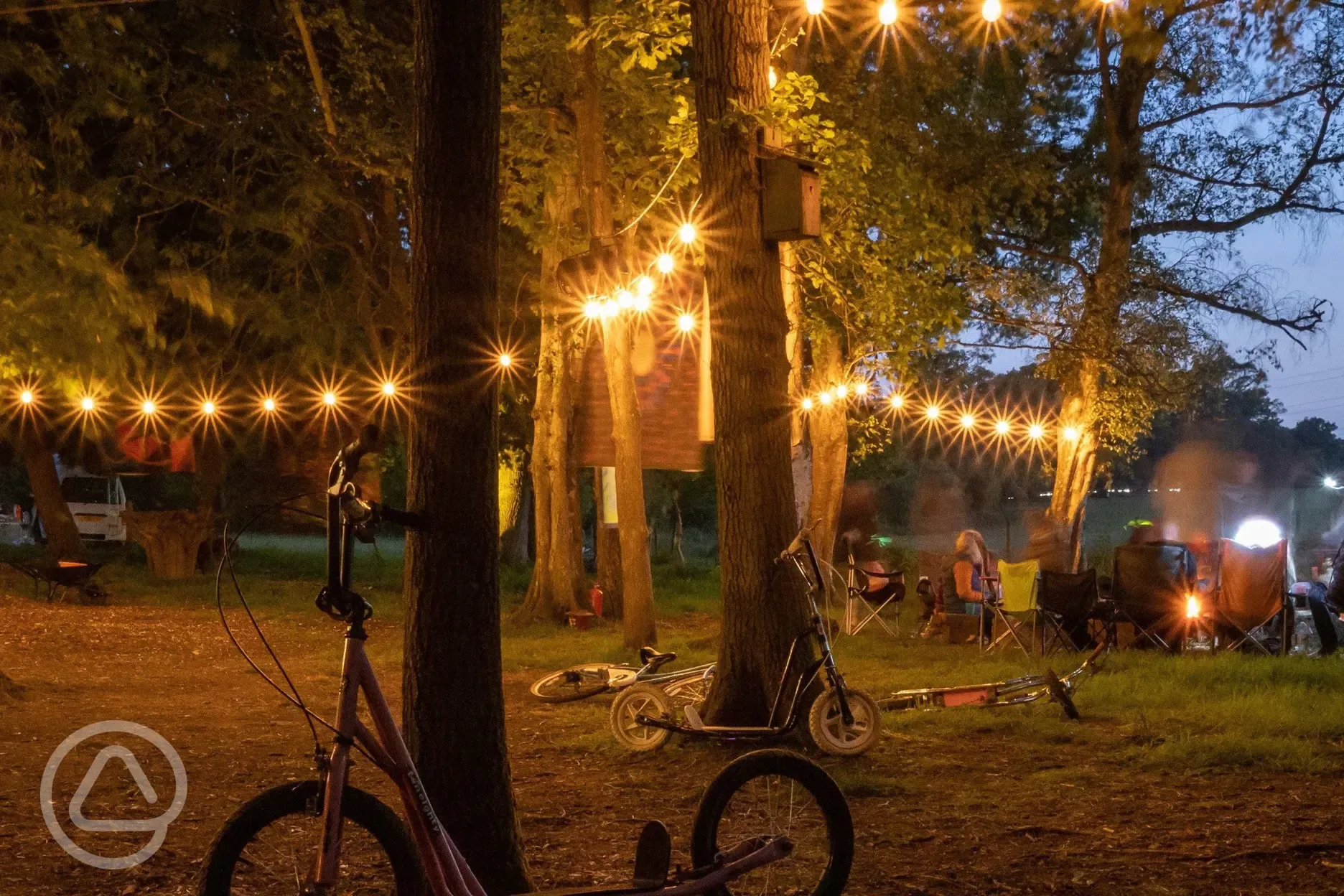 Communal tent at night