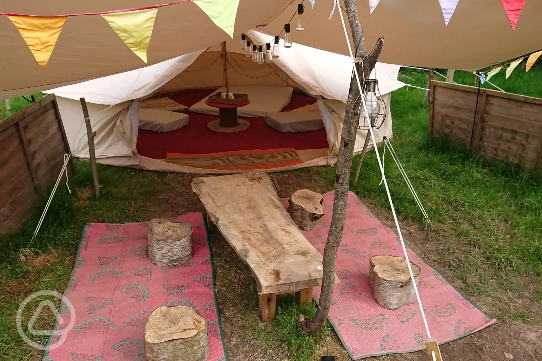 Bell tent and seating area