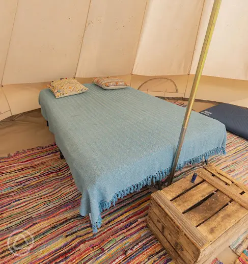 Self inflating mattresses in the bell tents