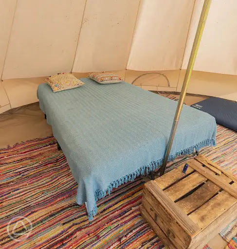 Self inflating mattresses in the bell tents