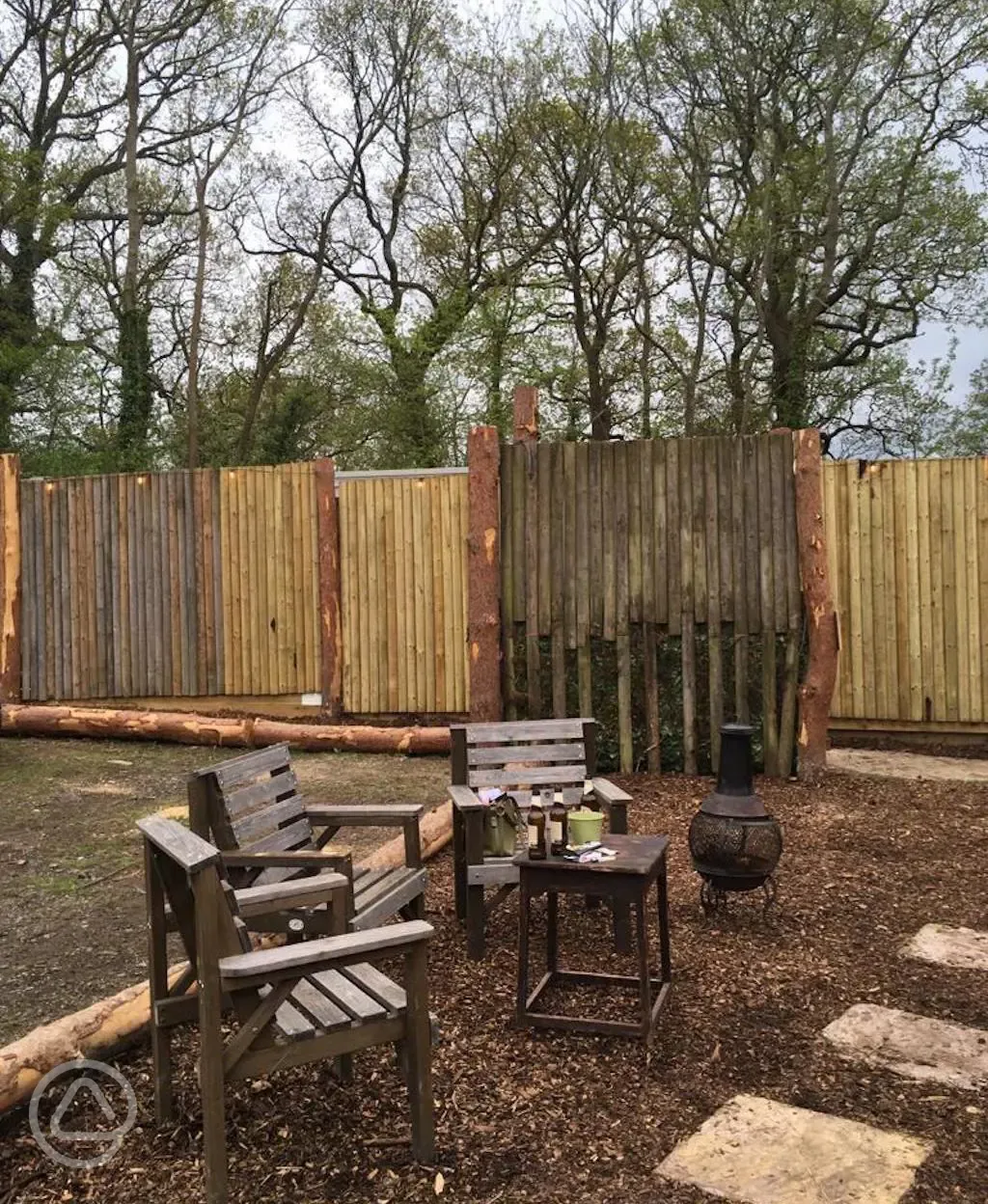 Seating outside the reception and onsite shop