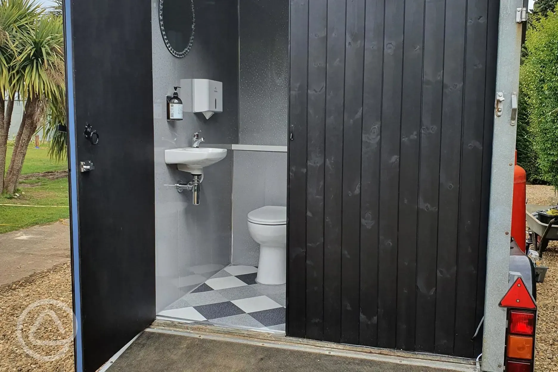 Converted horse box shower rooms