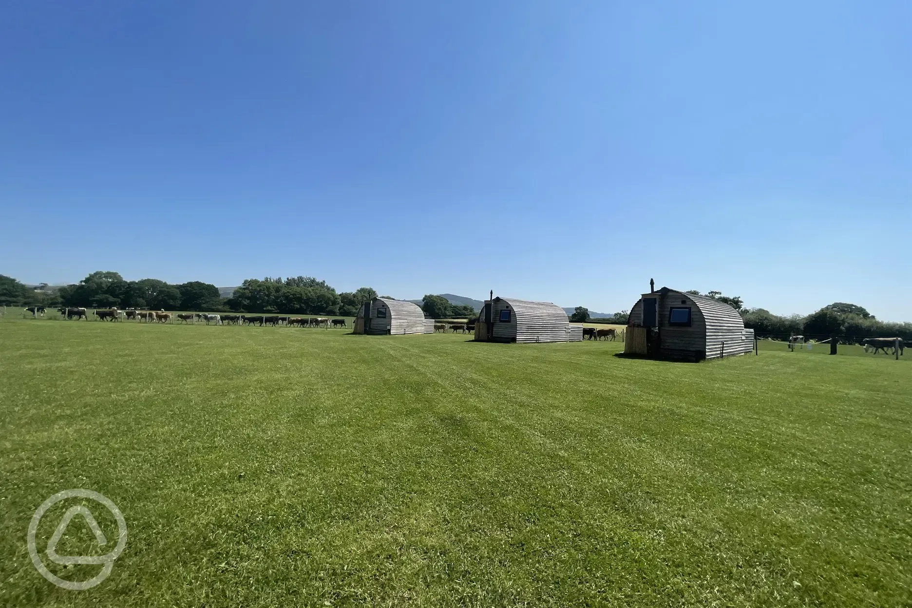 Glamping pods with views to mountains