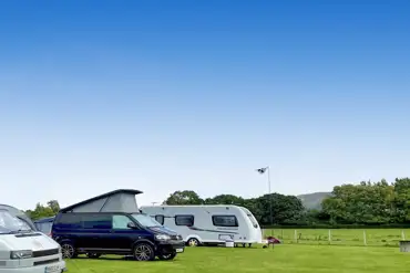 Electric grass touring pitches at Abbey Farm Rhuddlan