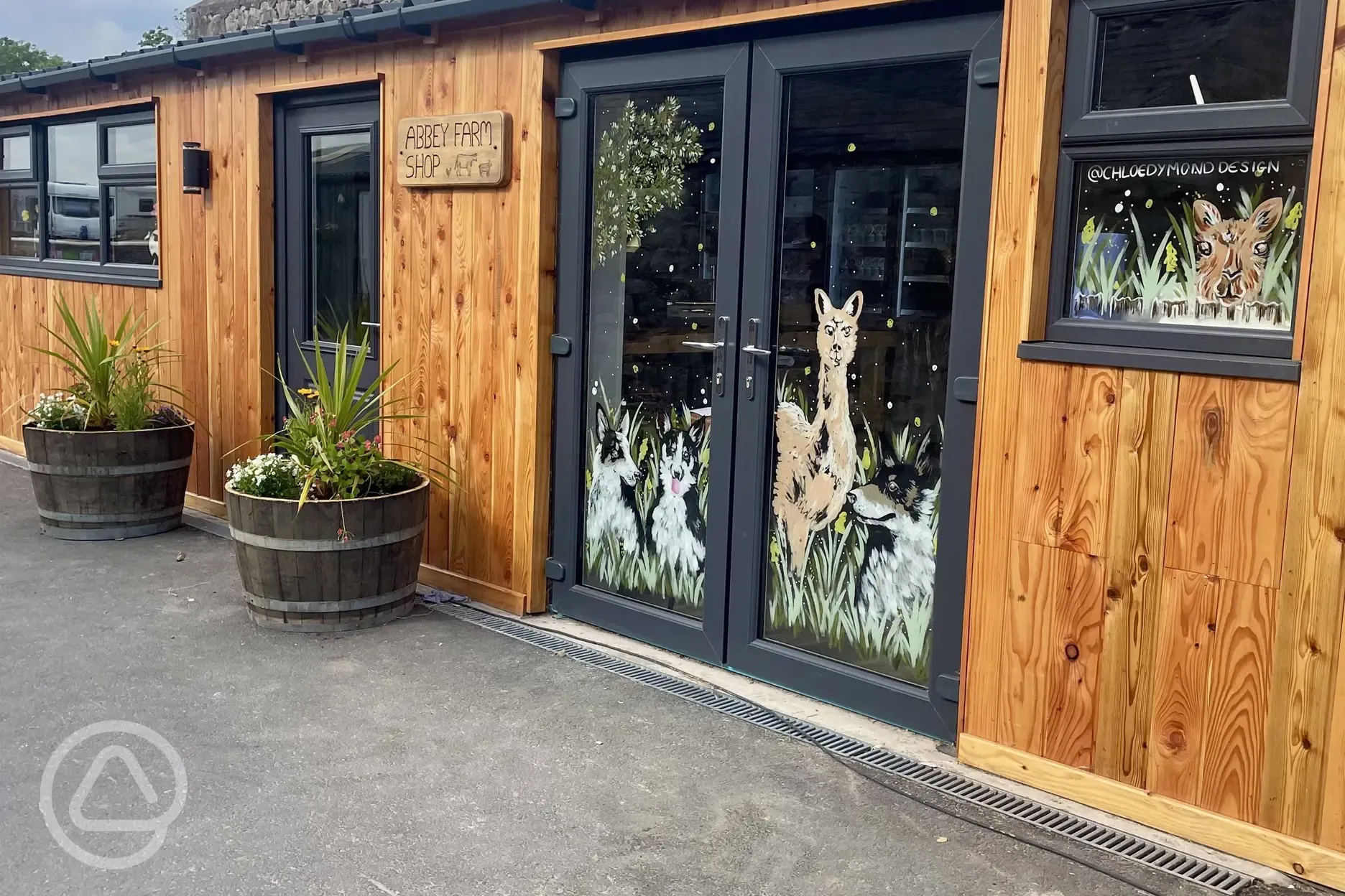 Farm shop exterior at Abbey Farm, open Thursday to Sunday
