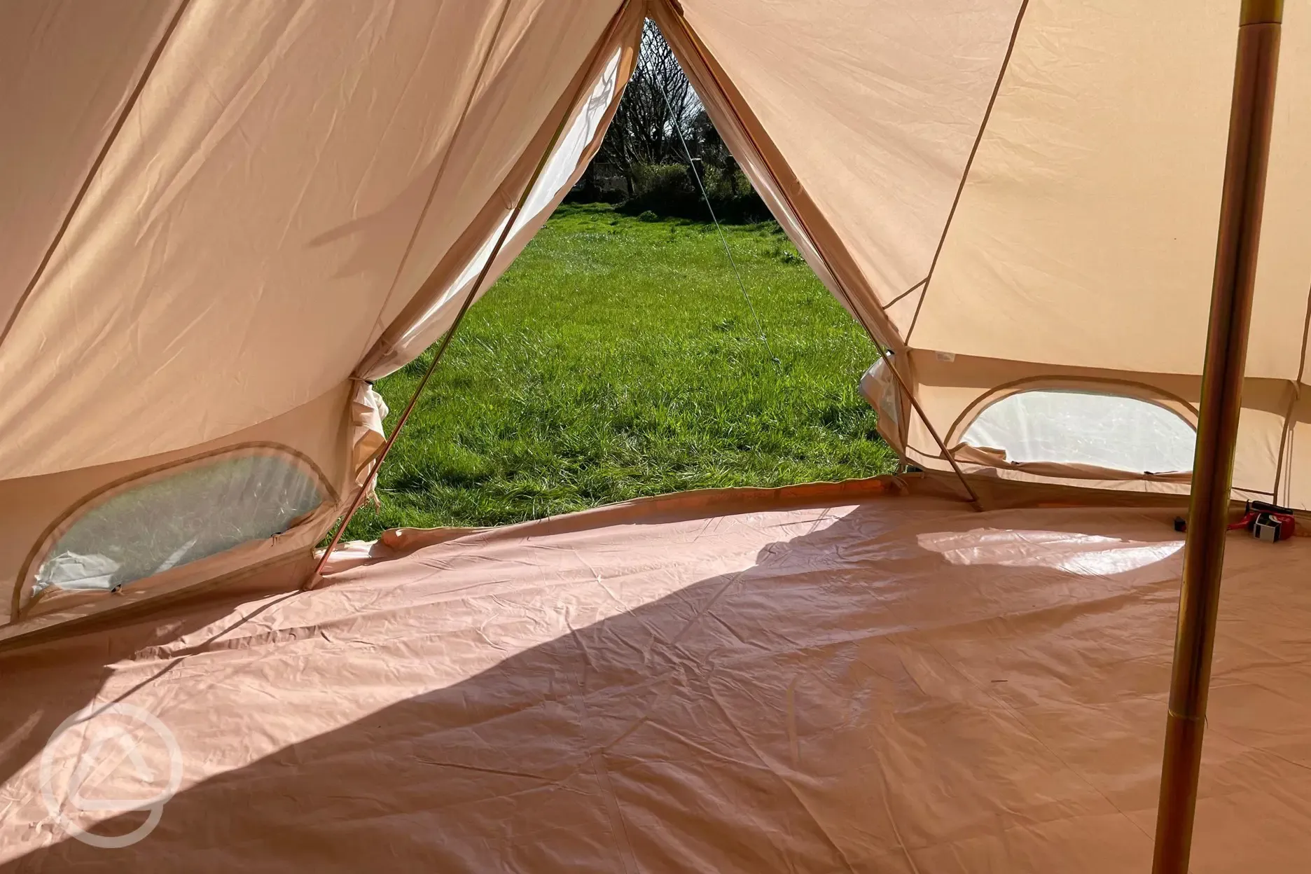 Exterior of unfurnished bell tent