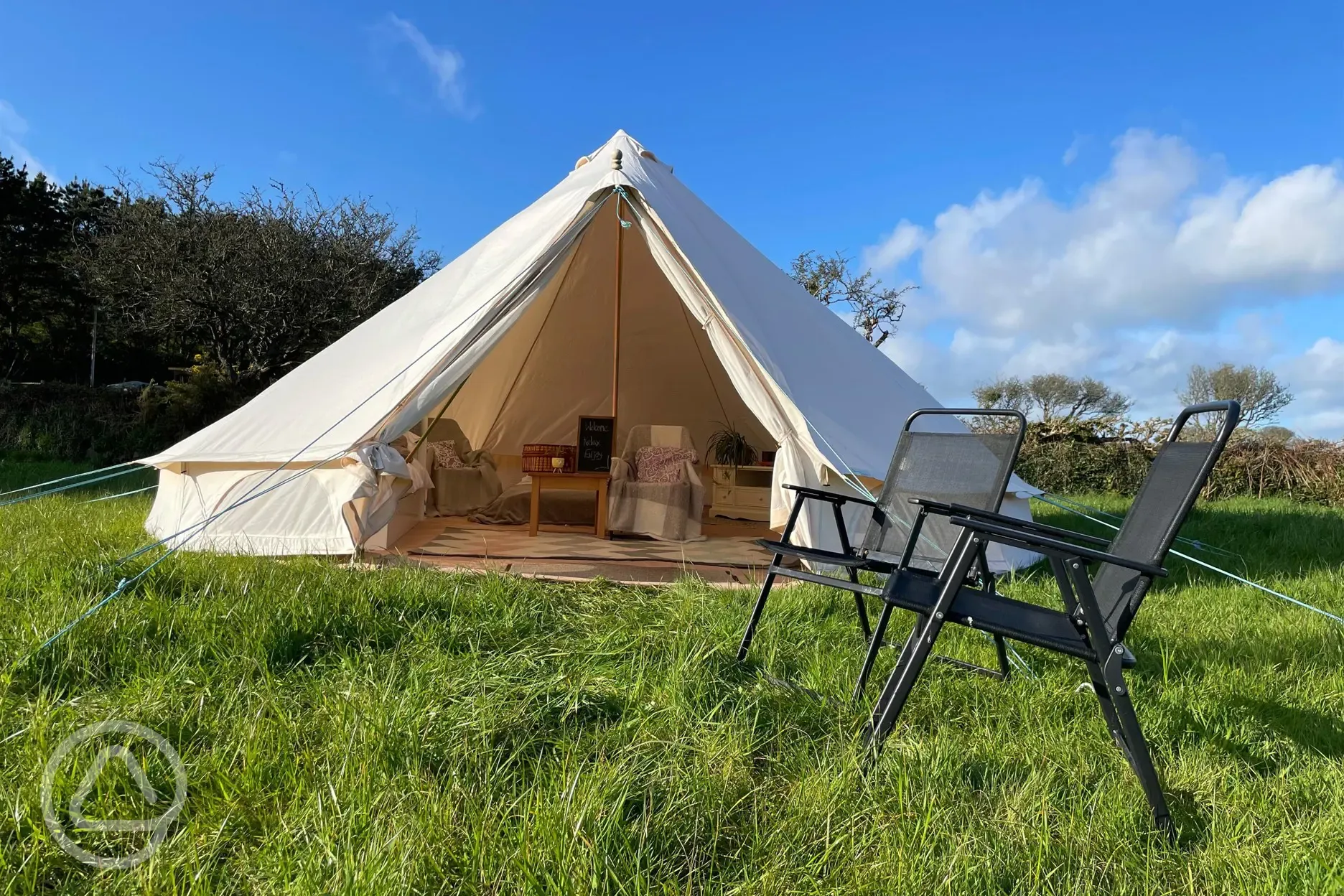 Furnished bell tent exterior 