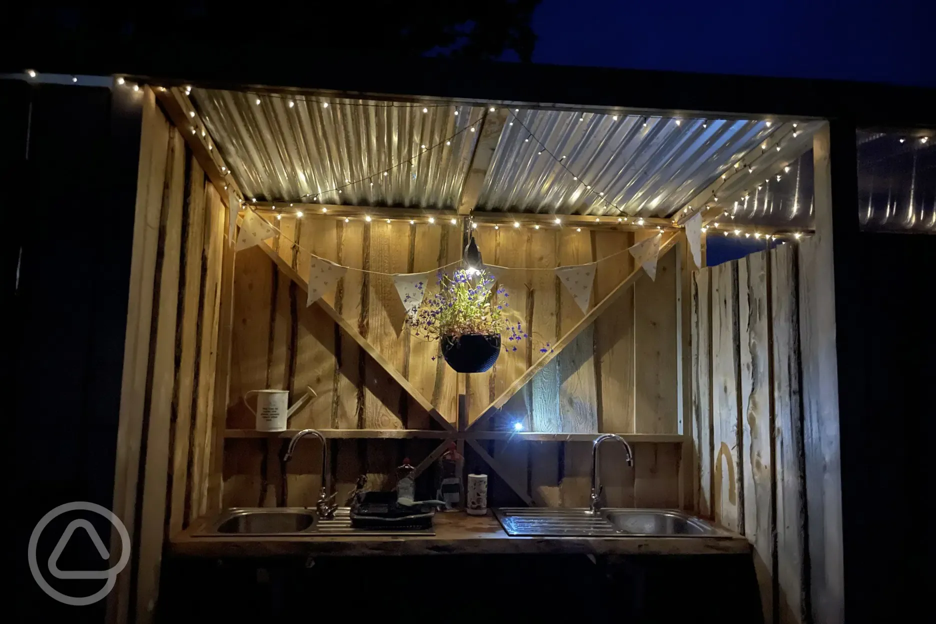 Washing up area at night