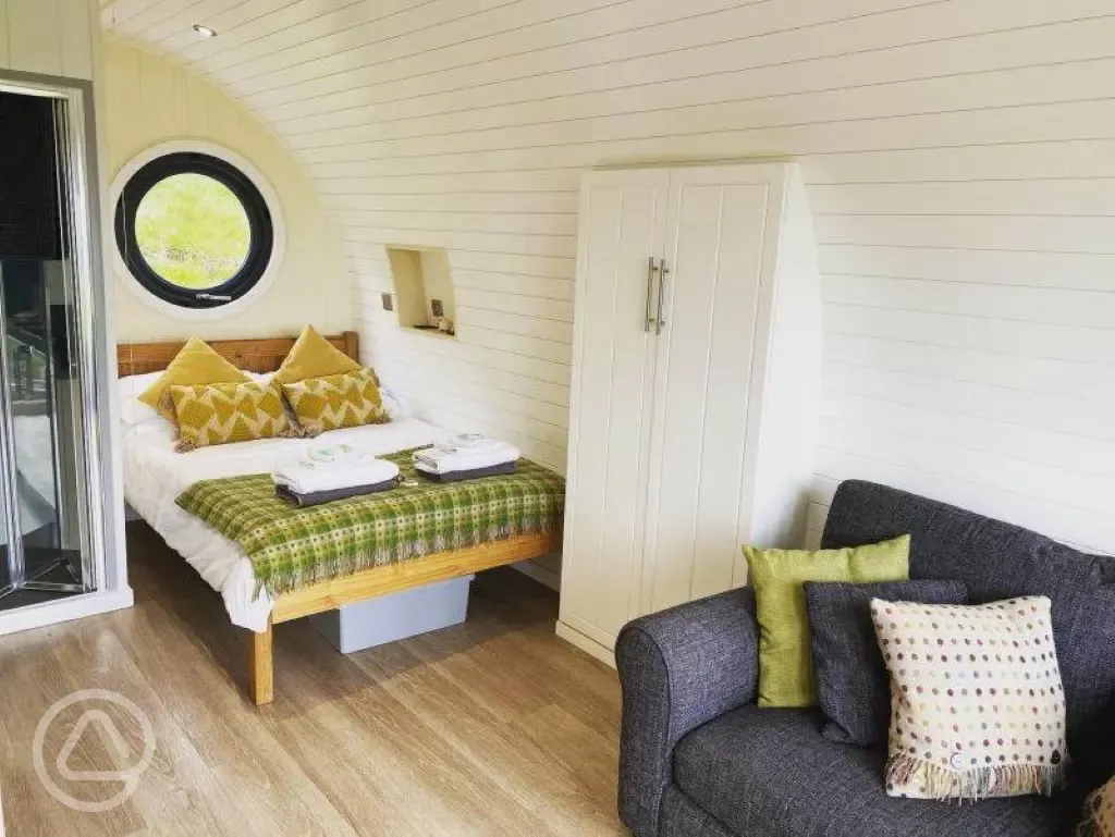 Chwefru and Irfon glamping pod interior