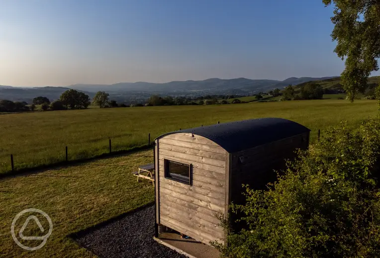 Shepherd's hut and countryside views