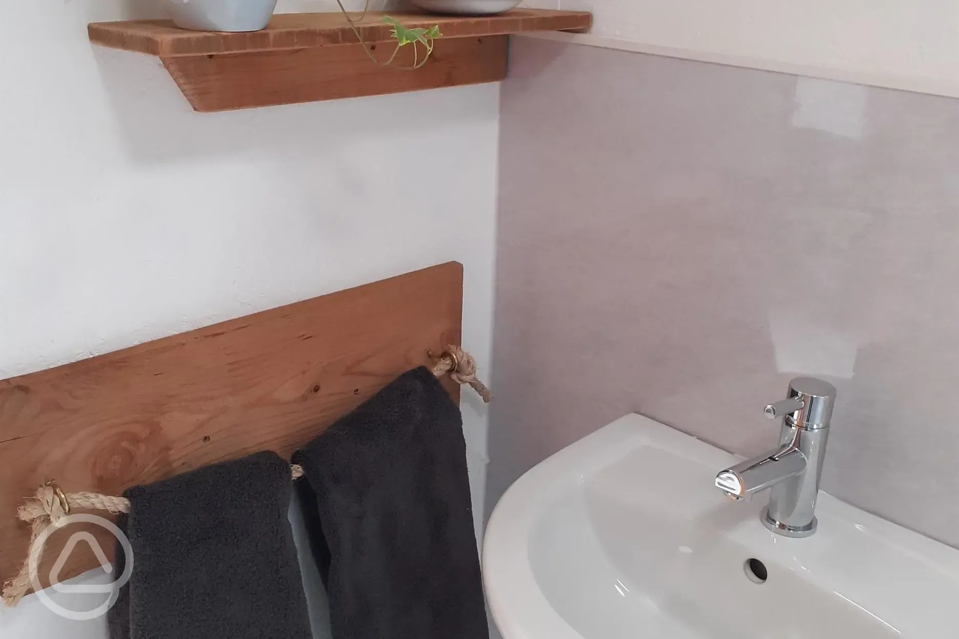 Shepherd's hut ensuite basin