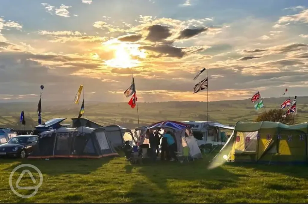 Non electric grass pitches at sunset