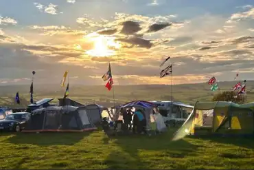 Non electric grass pitches at sunset