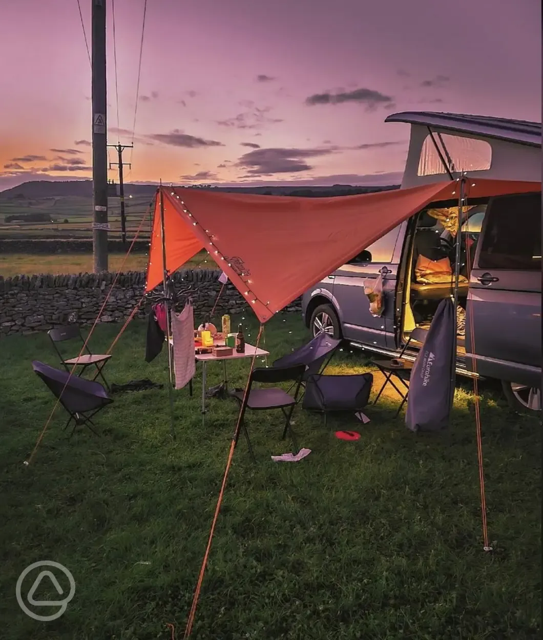 Non electric grass pitches at sunset