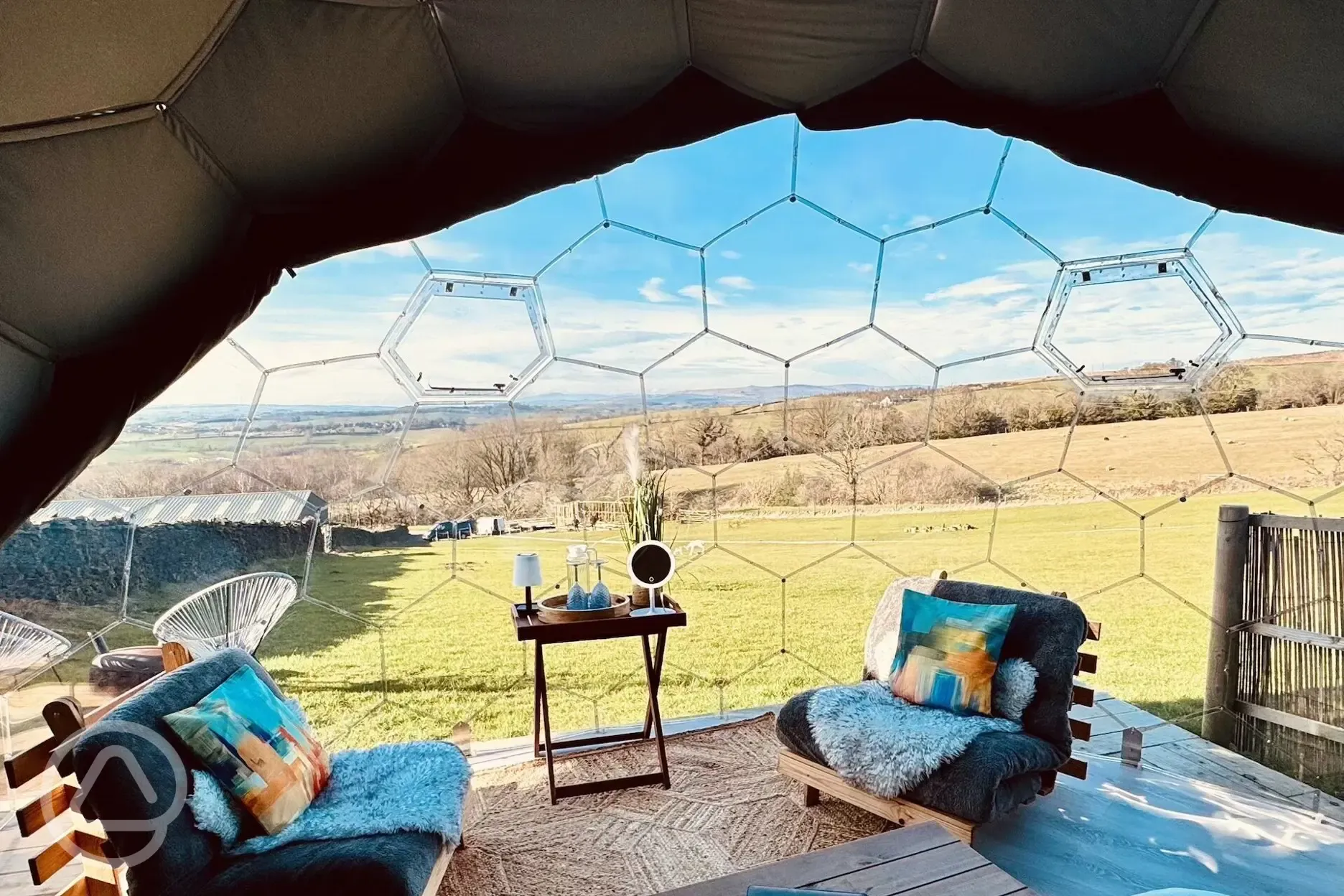 Glamping dome interior